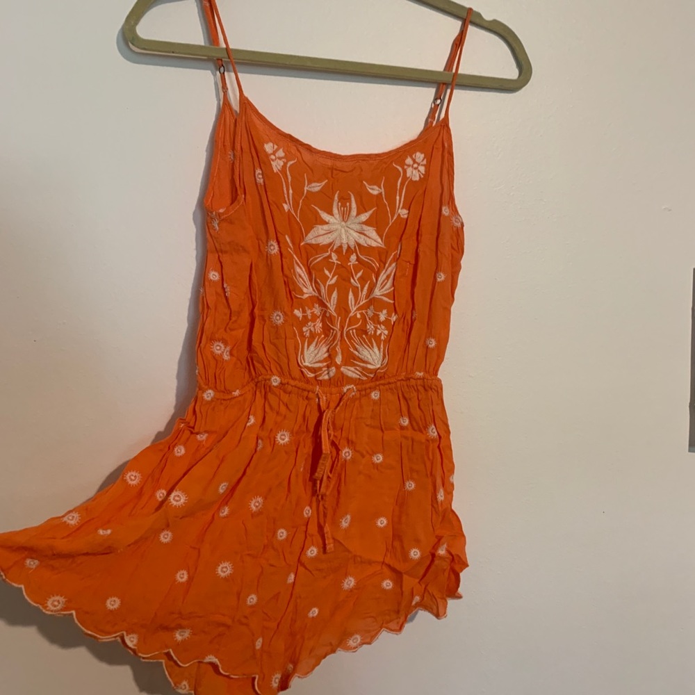 Orange Romper with White Stitching